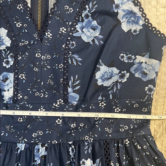 Kate Spade Navy Blue Floral Mini Dress size 4 - Picture 8 of 13